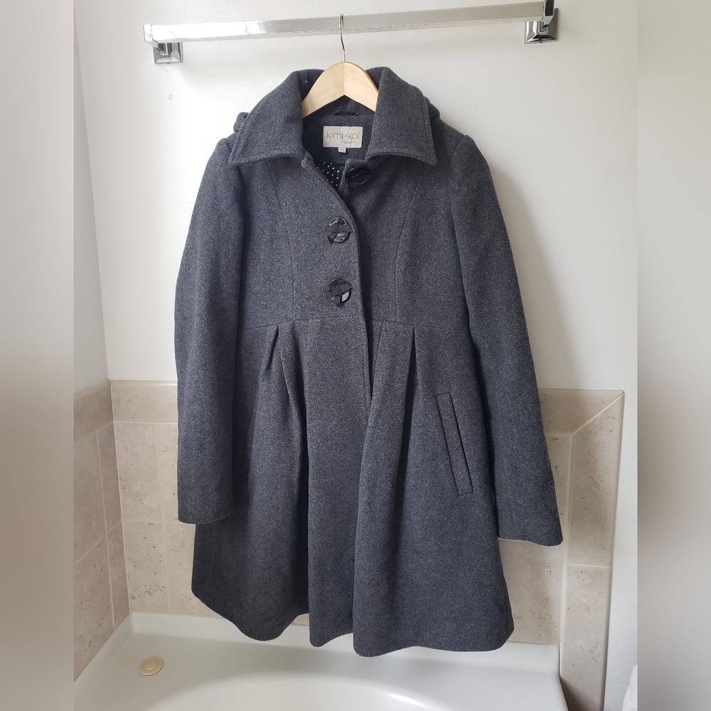 Kimi & Kai maternity wool coat, dark grey, size xs